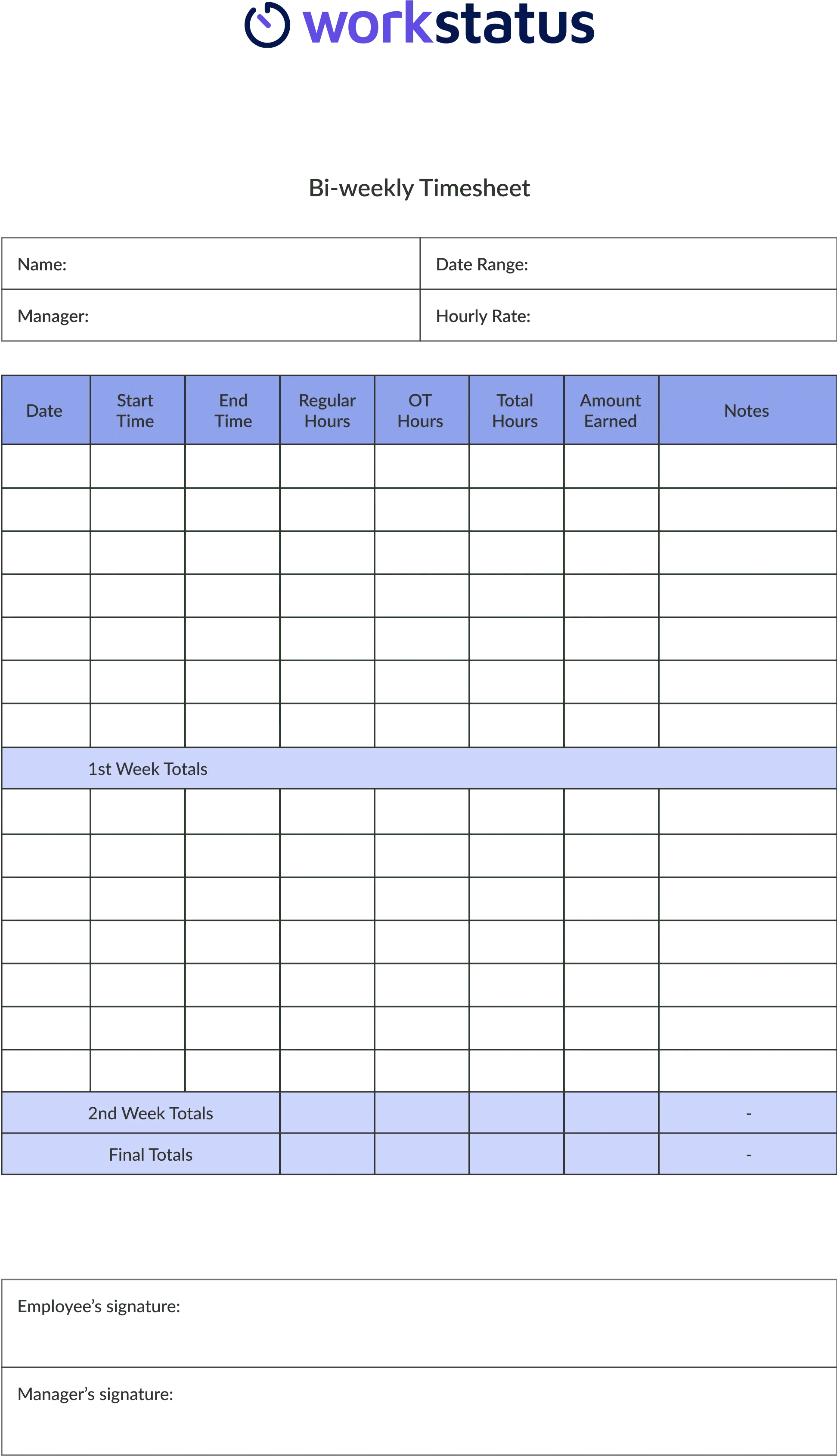 Bi-weekly Timesheet