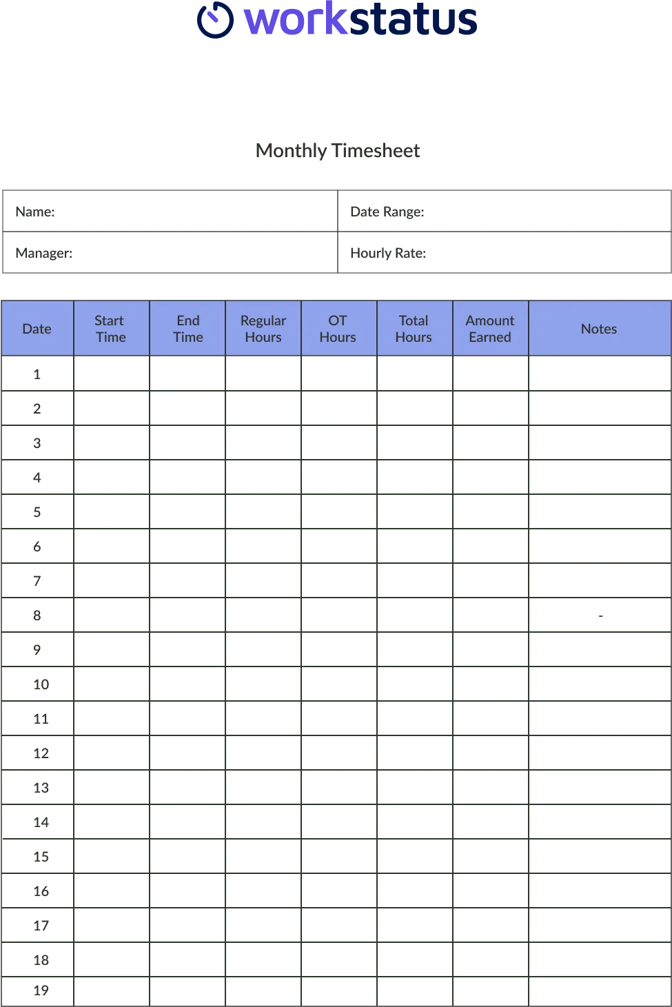 Monthly Timesheet