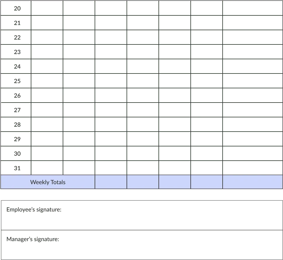 Monthly Timesheet