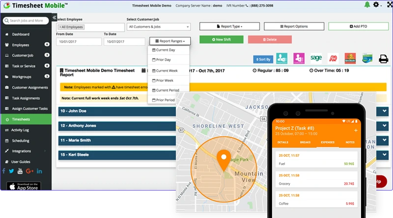 timesheet mobile dashboard