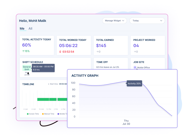 Employee monitoring interface, demonstrating features of employee tracking software and the best employee monitoring software.