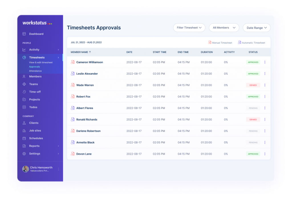 Online Timesheets