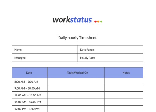 Daily Hourly Timesheet