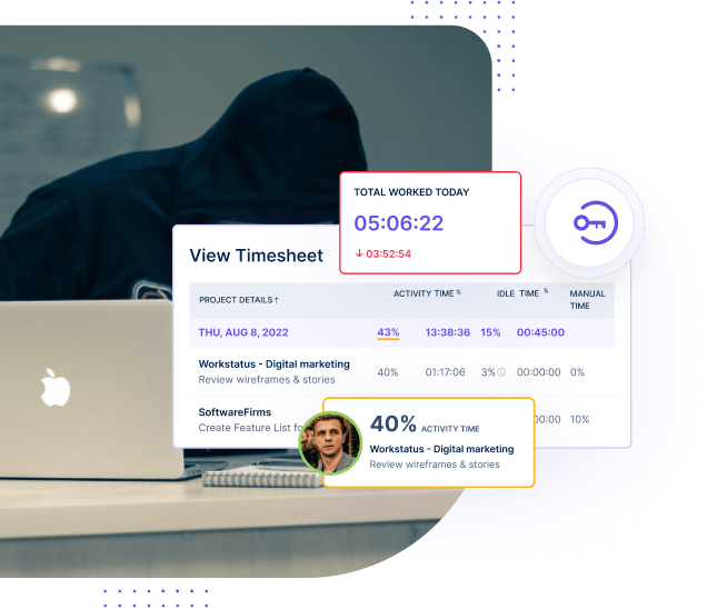 Visual representation of employee tracking software, demonstrating features of the best employee monitoring software and employee productivity software.