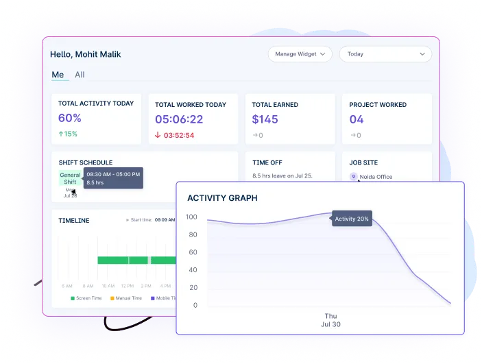 Employee monitoring interface, demonstrating features of employee tracking software and the best employee monitoring software.